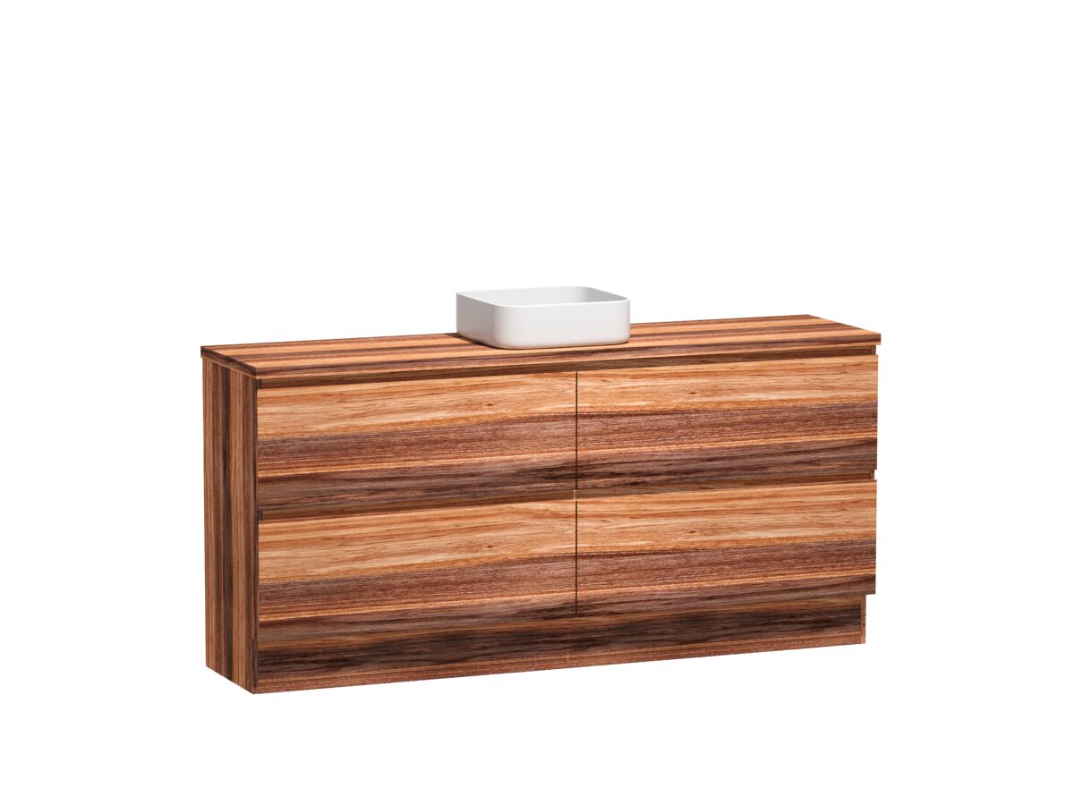 Reece Kado Arc Timber Vanity Unit With Kick 1800mm Single Bowl Timber Top Red Tulip