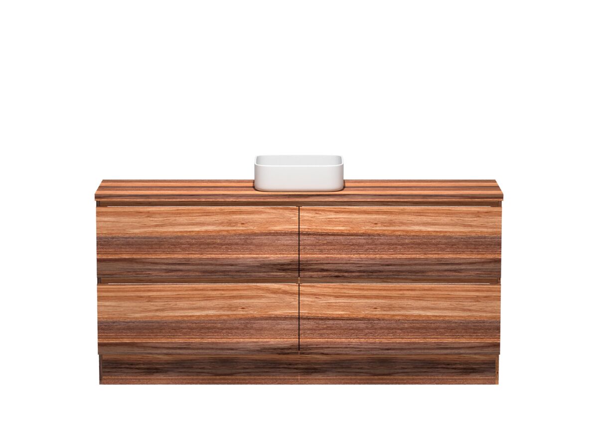 reece Kado Arc Timber Vanity Unit with Kick 1800mm Single Bowl Timber Top Red Tulip