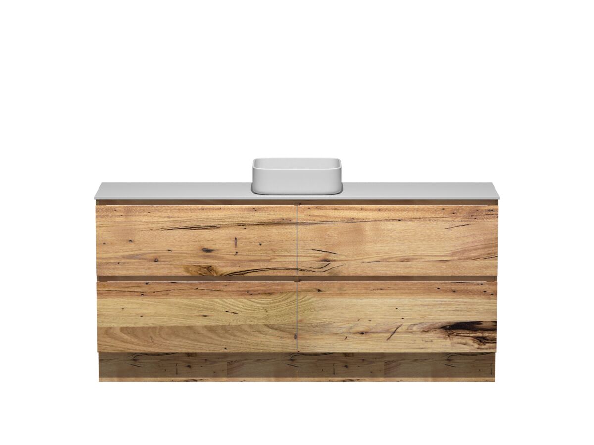 reece Kado Arc Timber Vanity Unit with Kick 1800mm Single Bowl Corian Top Australian Chestnut
