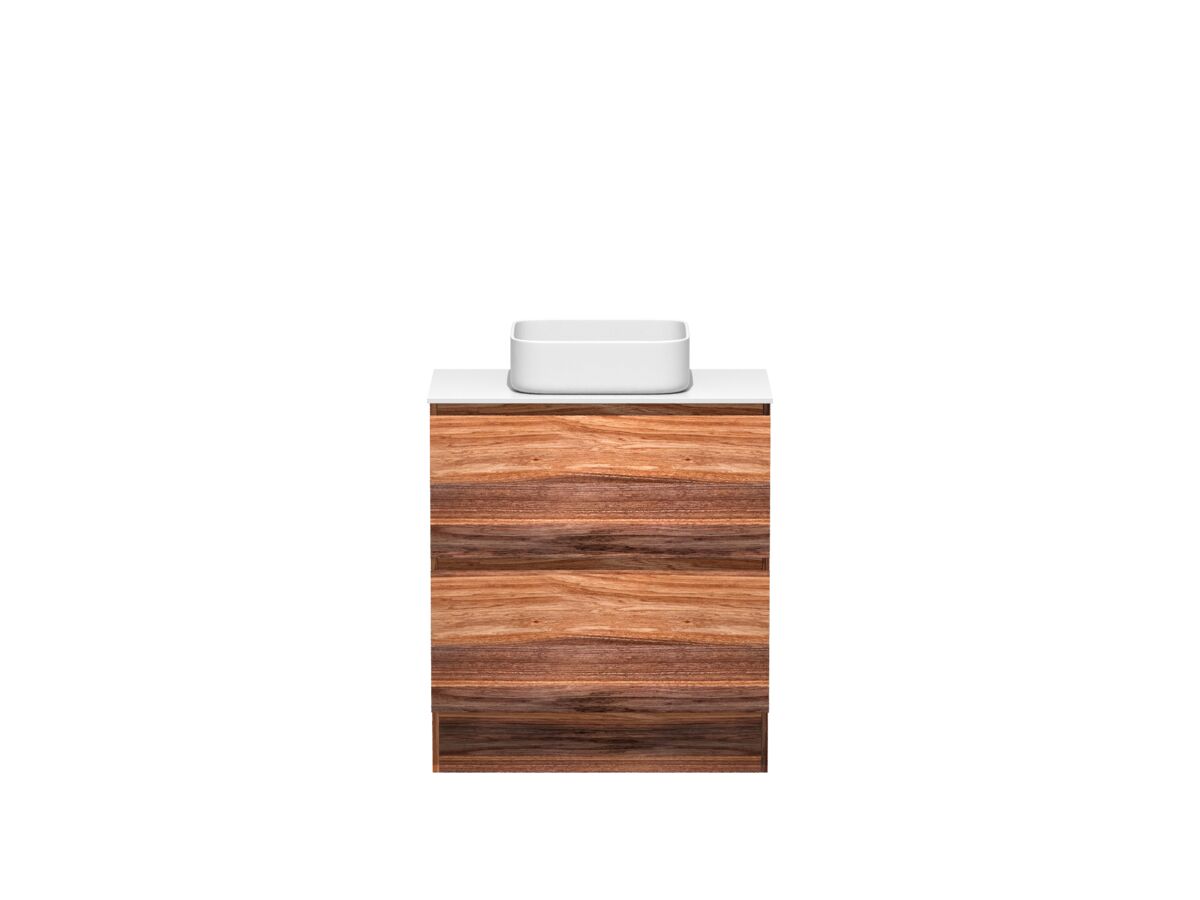reece Kado Arc Timber Vanity Unit with Kick 750mm Corian Top Red Tulip