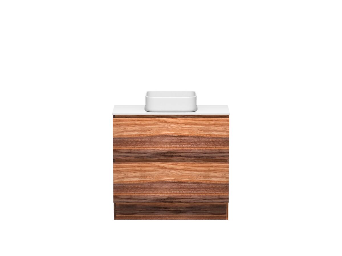 reece Kado Arc Timber Vanity Unit with Kick 900mm Corian Top Red Tulip