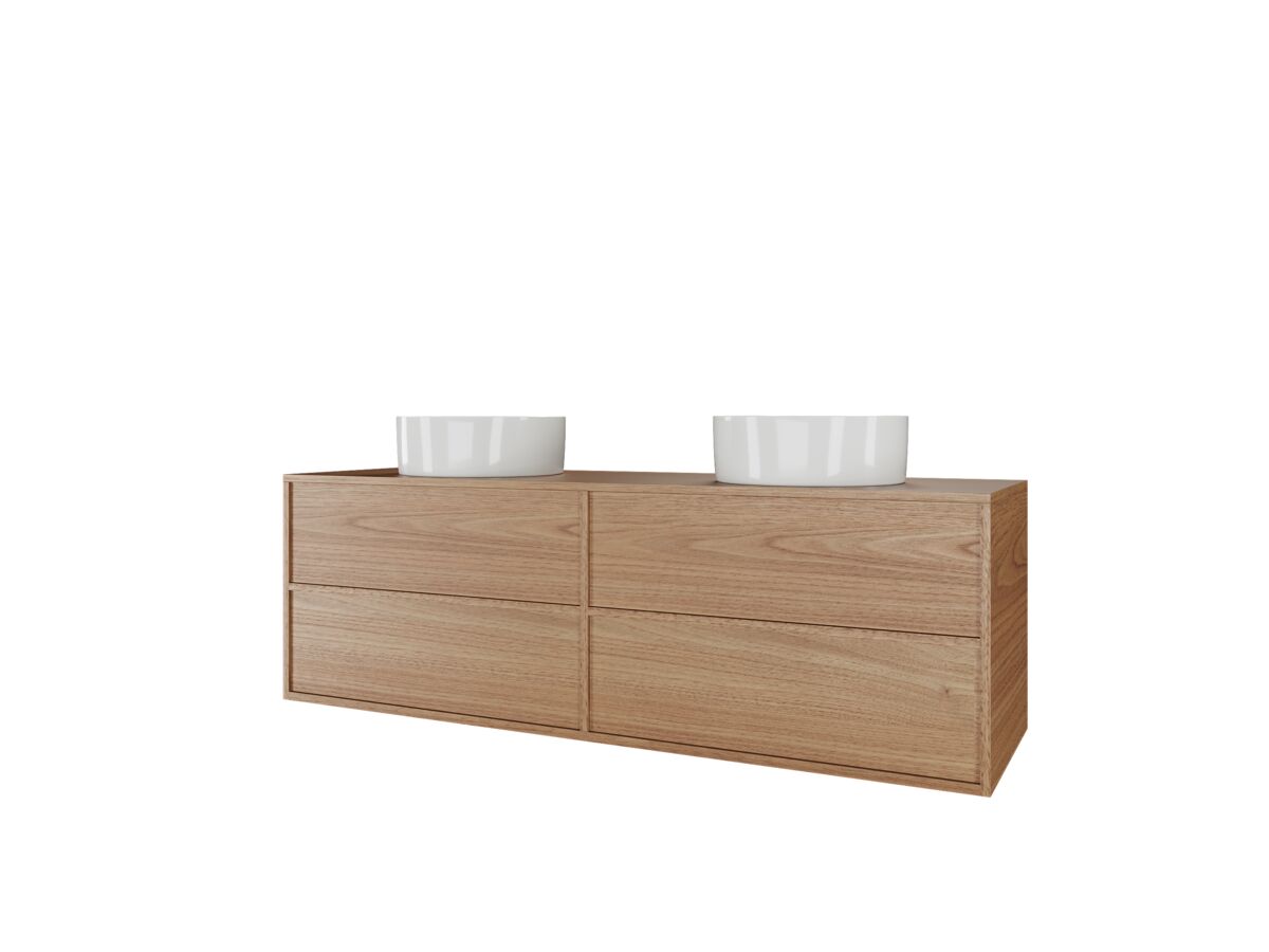 Reece Kado Aspect 1500mm Wall Hung Vanity Unit Double Bowl Timber Top