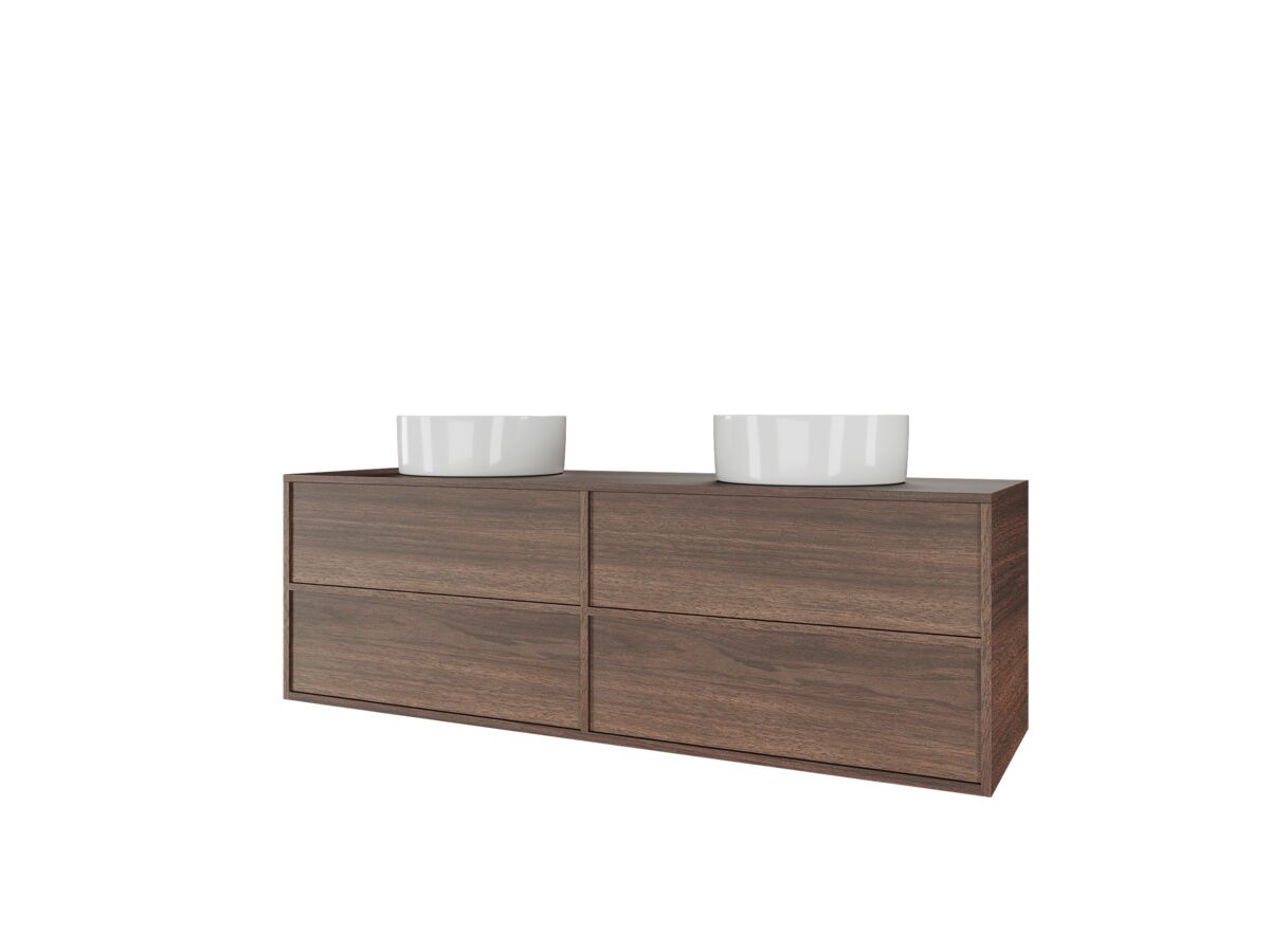 Reece Kado Aspect 1500mm Wall Hung Vanity Unit Double Bowl Timber Top