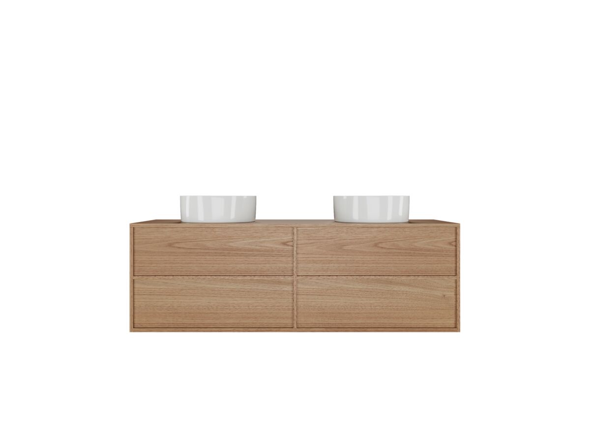 Reece Kado Aspect 1500mm Wall Hung Vanity Unit Double Bowl Timber Top