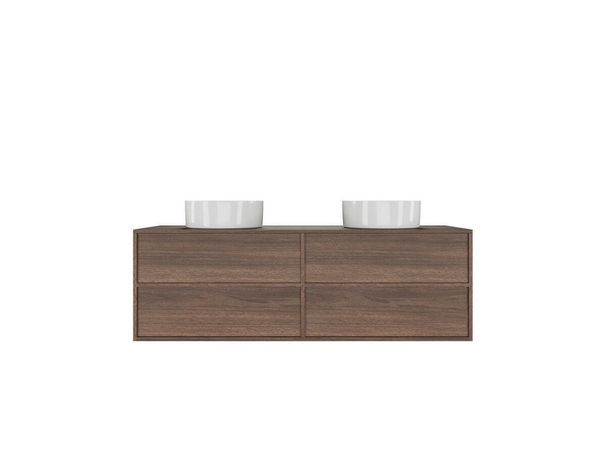 reece Kado Aspect 1500mm Wall Hung Vanity Unit Double Bowl Timber Top