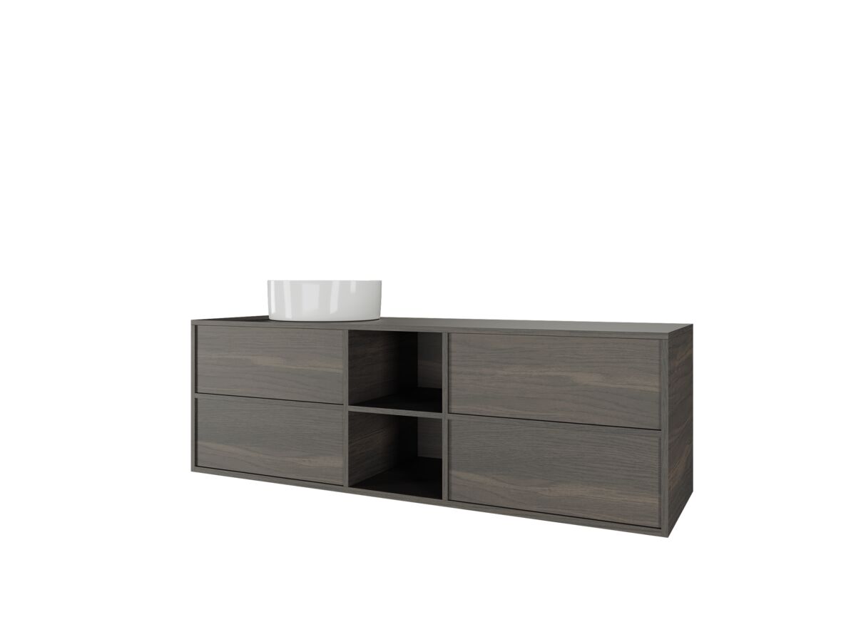 Reece Kado Aspect 1500mm Wall Hung Vanity Unit With Shelf Single Bowl Timber Top
