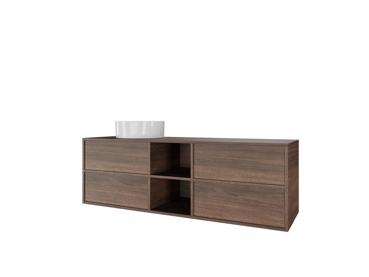 Reece Kado Aspect 1500mm Wall Hung Vanity Unit With Shelf Single Bowl Timber Top