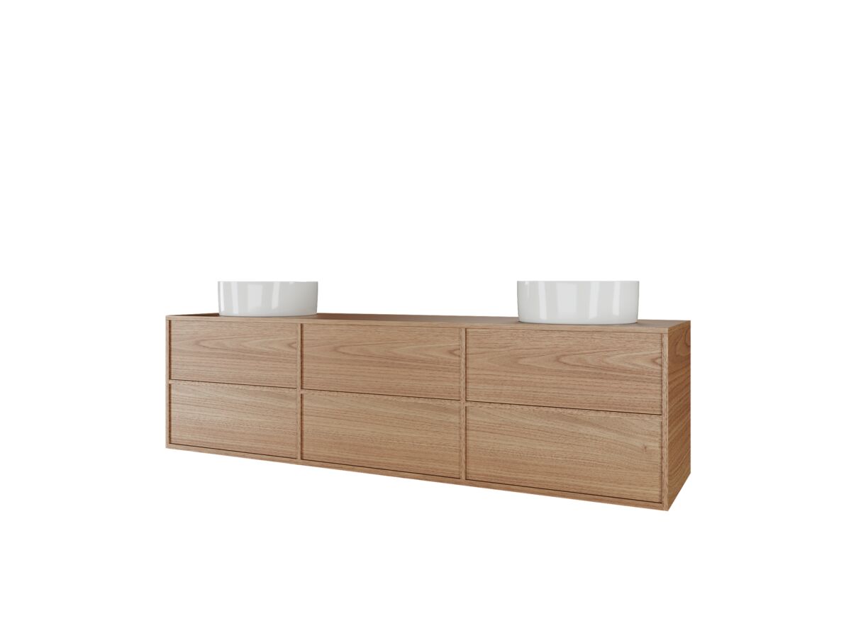Reece Kado Aspect 1800mm Wall Hung Vanity Unit Double Bowl Timber Top