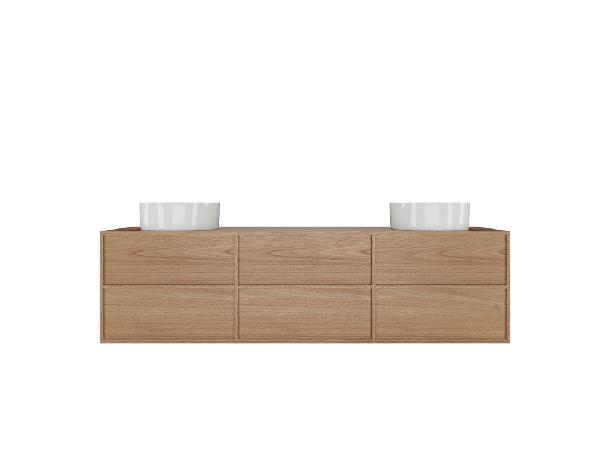 Reece Kado Aspect 1800mm Wall Hung Vanity Unit Double Bowl Timber Top