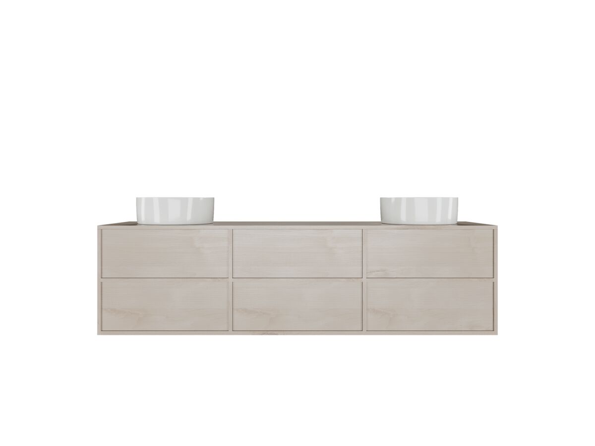 reece Kado Aspect 1800mm Wall Hung Vanity Unit Double Bowl Timber Top