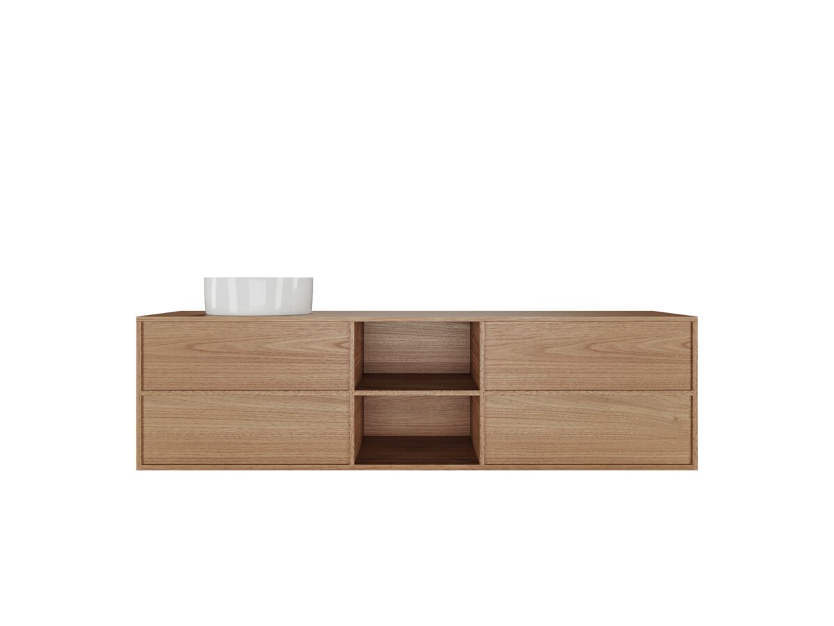 Reece Kado Aspect 1800mm Wall Hung Vanity Unit With Shelf Single Bowl Timber Top
