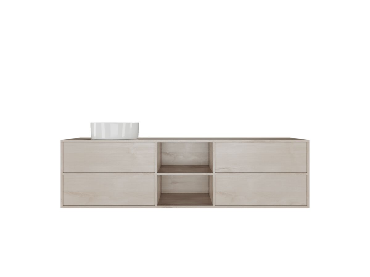 reece Kado Aspect 1800mm Wall Hung Vanity Unit with Shelf Single Bowl Timber Top