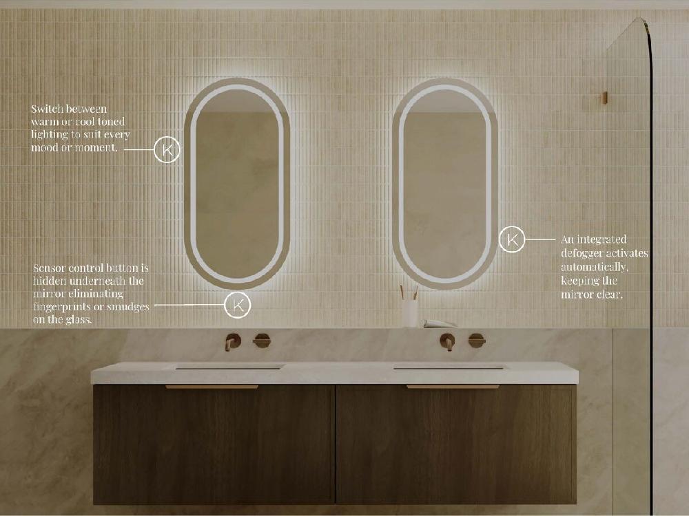 Reece Kado Aspect Pill Veil LED Mirror 900mm X 450mm
