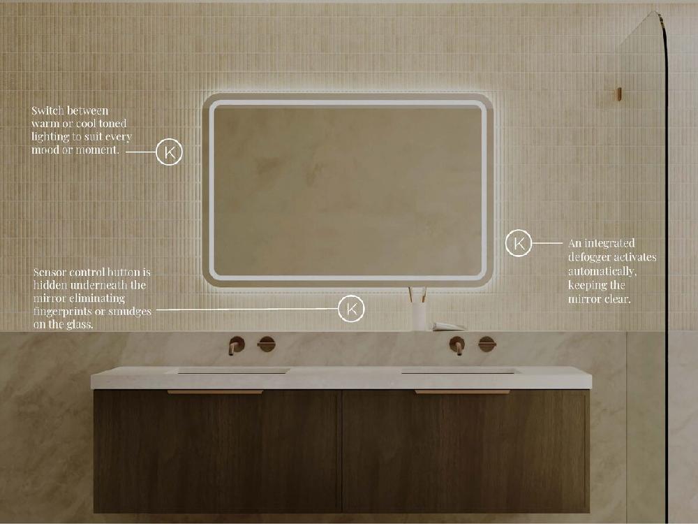 Reece Kado Aspect Rectangle Veil LED Mirror 800mm X 1200mm