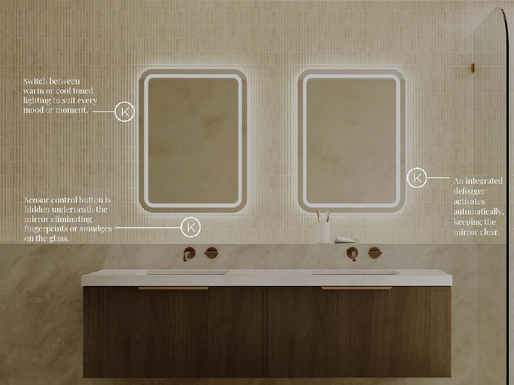 Reece Kado Aspect Rectangle Veil LED Mirror 800mm X 600mm