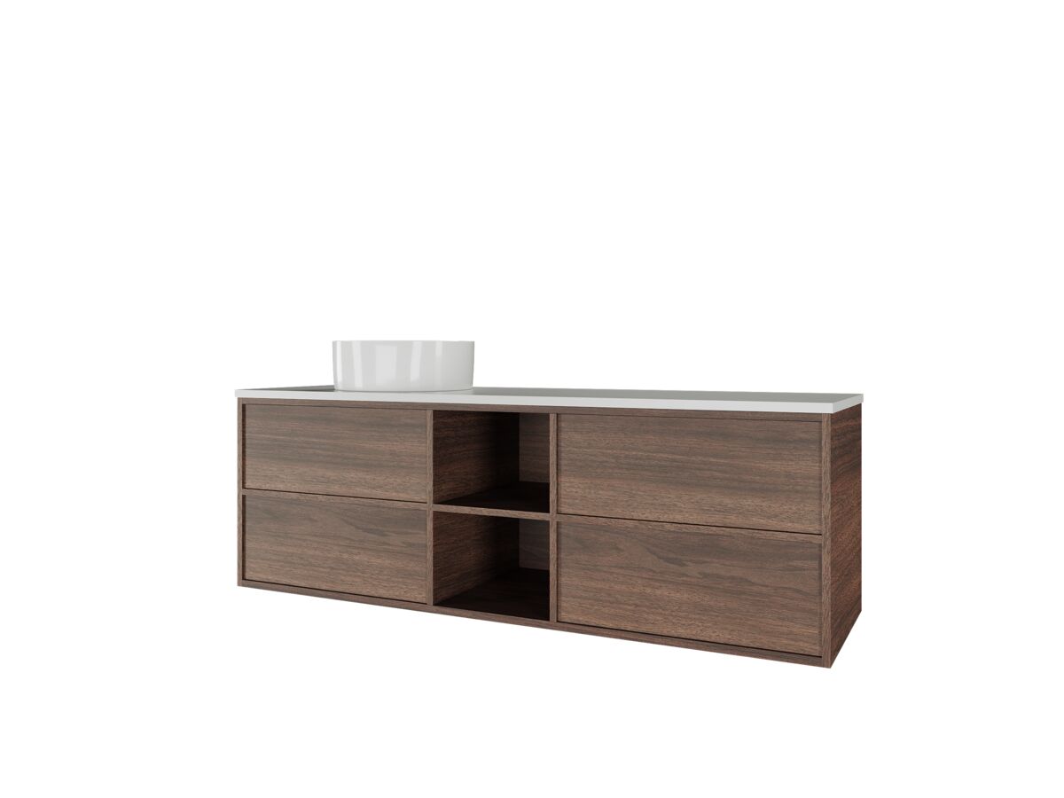 Reece Kado Aspect Shelf Vanity Unit 1500mm Single Bowl 4 Drawer Caesarstone Mineral 20mm Top