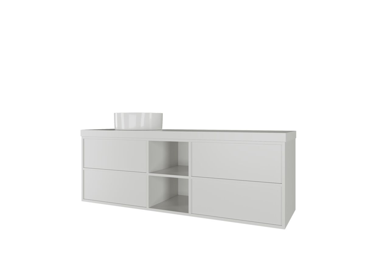 Reece Kado Aspect Shelf Vanity Unit 1500mm Single Bowl 4 Drawer Caesarstone Mineral 50mm Top