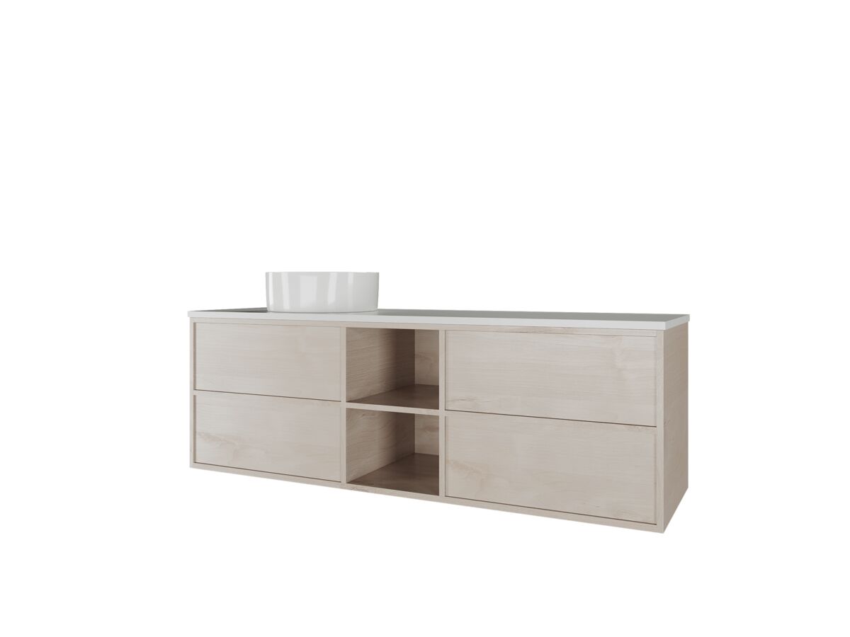 Reece Kado Aspect Shelf Vanity Unit 1500mm Single Bowl 4 Drawer Corian 20mm Top