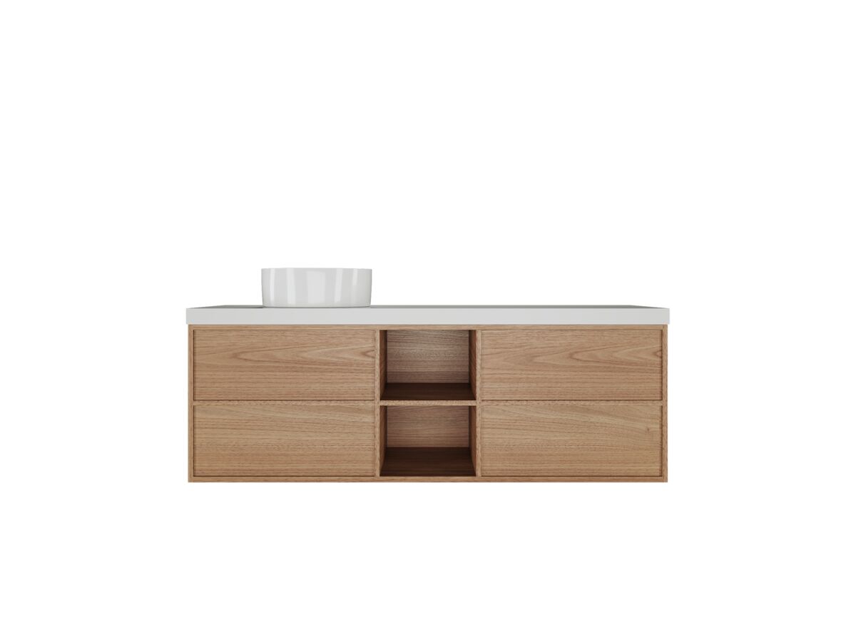 Reece Kado Aspect Shelf Vanity Unit 1500mm Single Bowl 4 Drawer Corian 50mm Top
