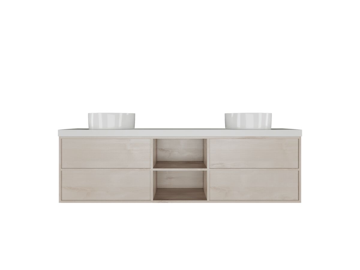 Reece Kado Aspect Shelf Vanity Unit 1800mm Double Bowl 4 Drawer Caesarstone Mineral 50mm Top