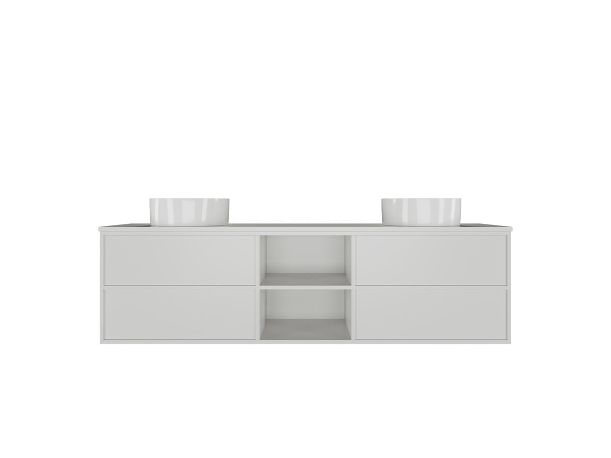 reece Kado Aspect Shelf Vanity Unit 1800mm Double Bowl 4 Drawer Corian 20mm Top