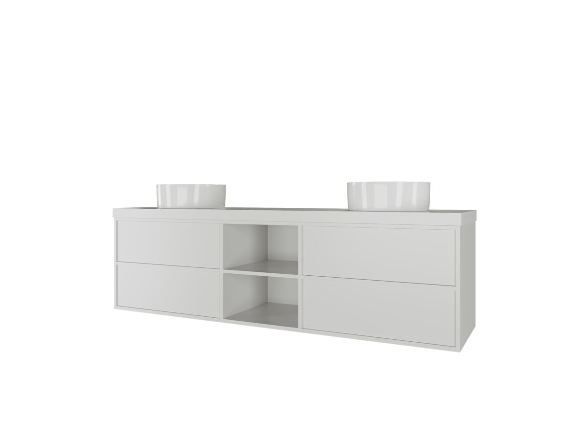Reece Kado Aspect Shelf Vanity Unit 1800mm Double Bowl 4 Drawer Corian 50mm Top