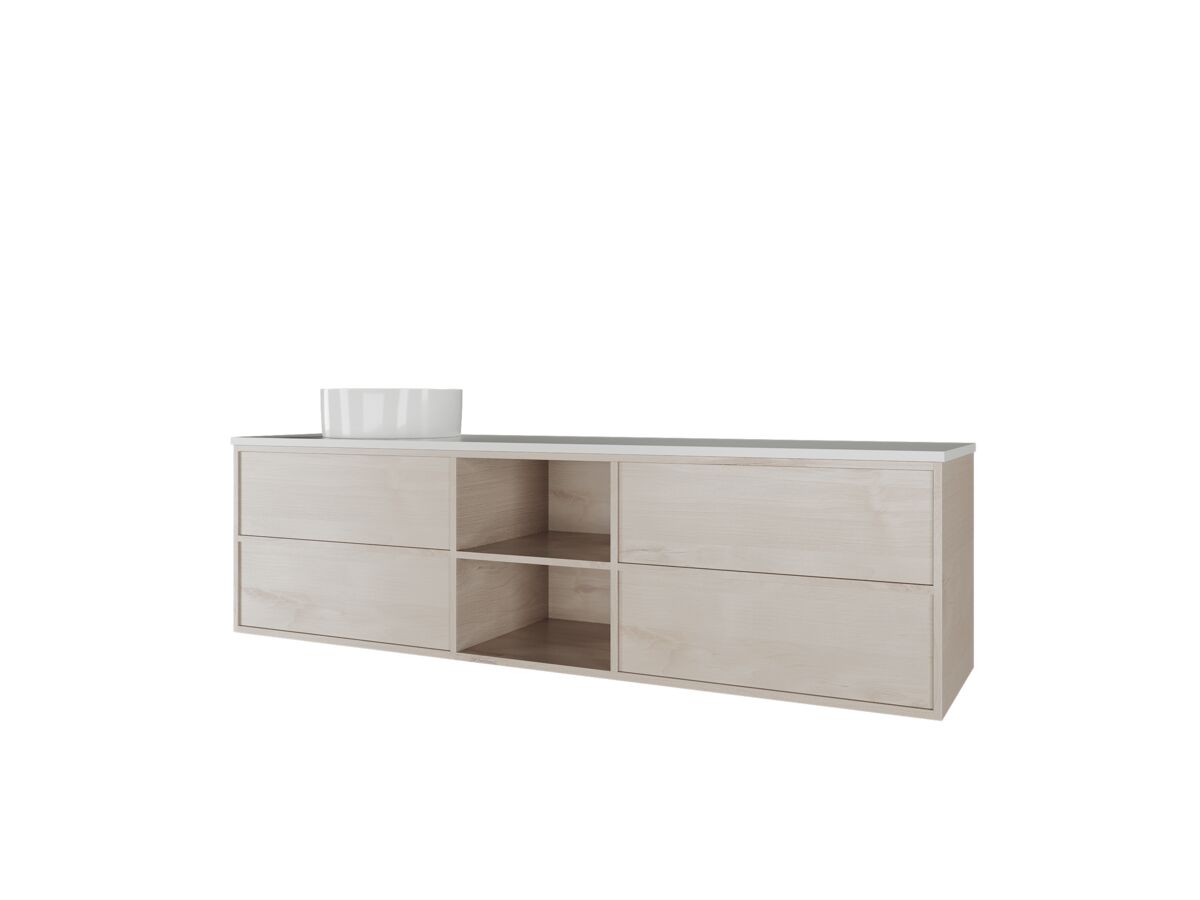 Reece Kado Aspect Shelf Vanity Unit 1800mm Single Bowl 4 Drawer Caesarstone Mineral 20mm Top