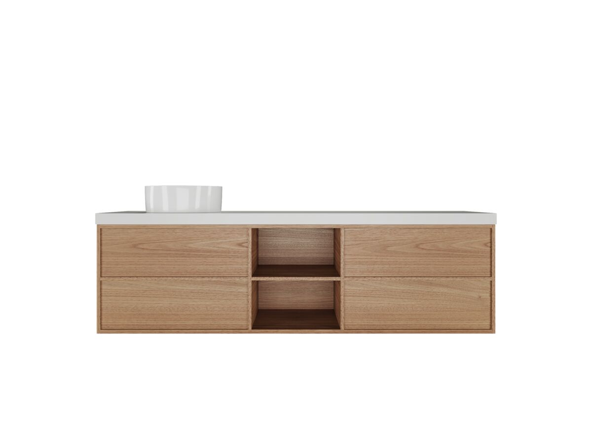 reece Kado Aspect Shelf Vanity Unit 1800mm Single Bowl 4 Drawer Corian 50mm Top