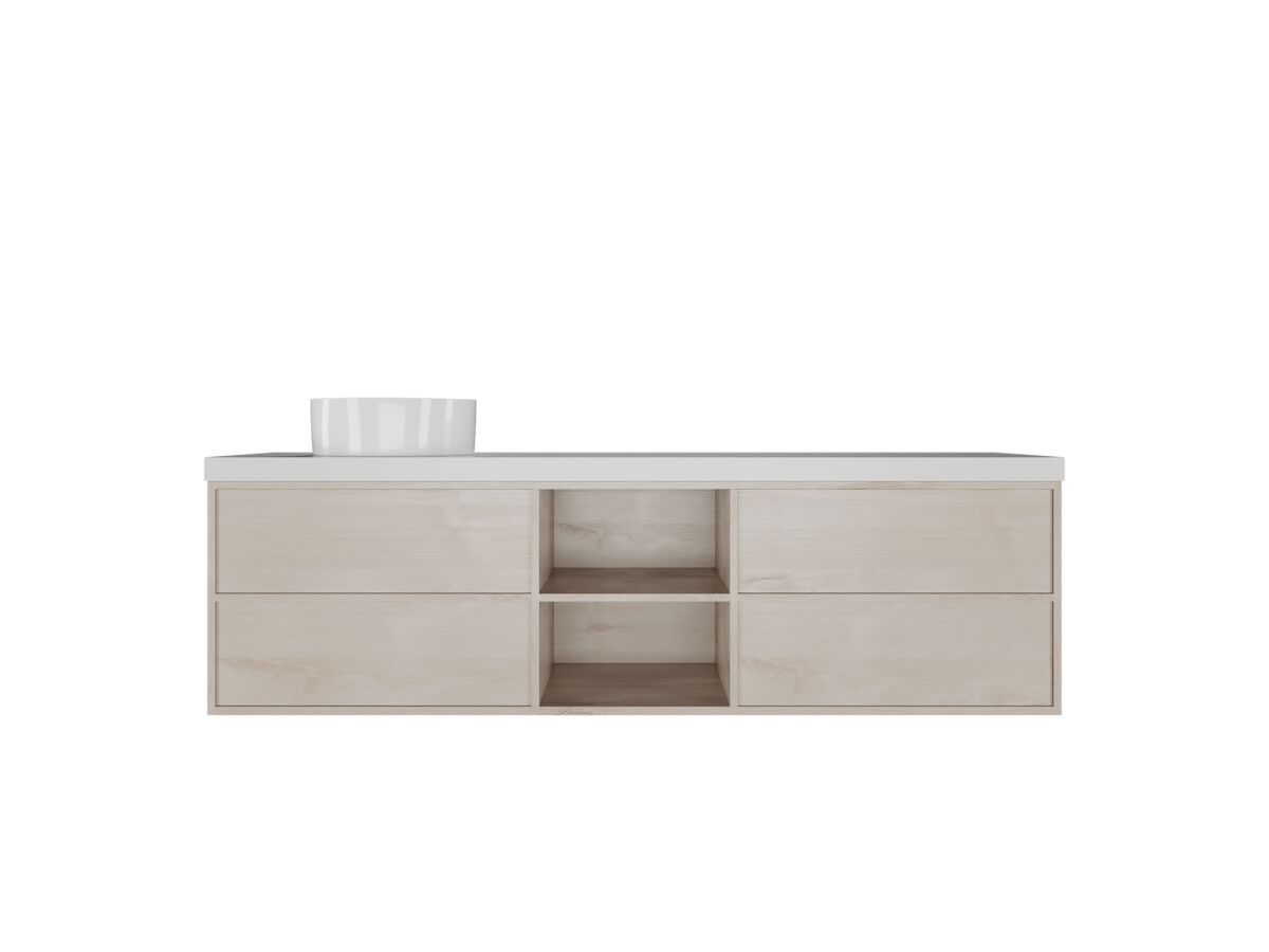 Reece Kado Aspect Shelf Vanity Unit 1800mm Single Bowl 4 Drawer Caesarstone Mineral 50mm Top