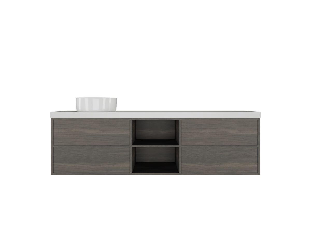 Reece Kado Aspect Shelf Vanity Unit 1800mm Single Bowl 4 Drawer Caesarstone Mineral 50mm Top