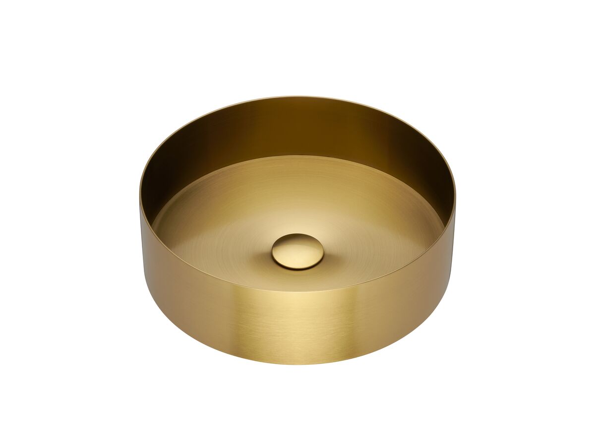 reece Kado Aspect Stainless Steel Basin Round 400mm with Plug & Waste Brushed Gold