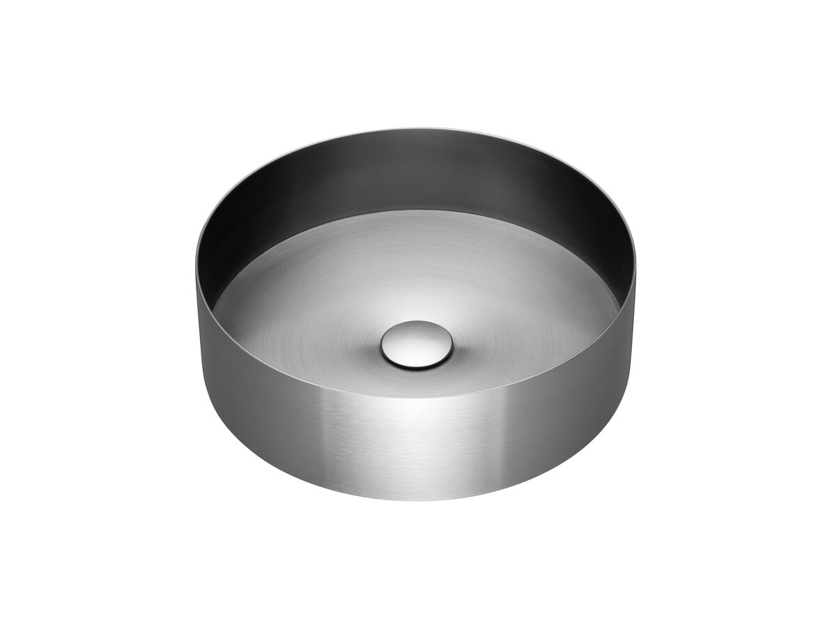 reece Kado Aspect Stainless Steel Basin Round 400mm with Plug & Waste Brushed Nickel