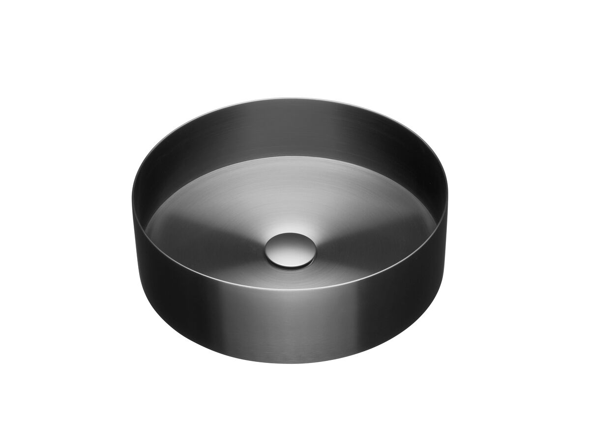 reece Kado Aspect Stainless Steel Basin Round 400mm with Plug & Waste Brushed Gunmetal