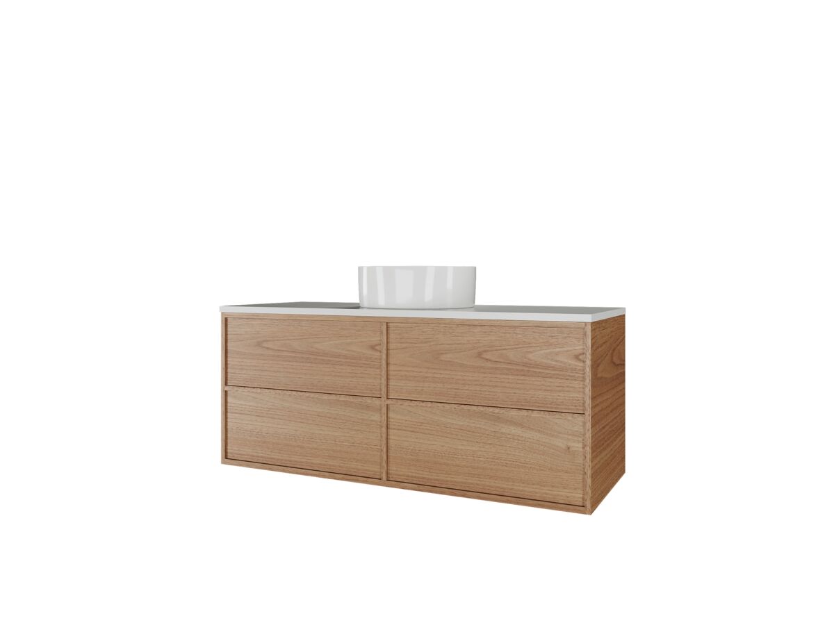 Reece Kado Aspect Wall Hung Vanity Unit 1200mm 4 Drawer Caesarstone Mineral 20mm Top