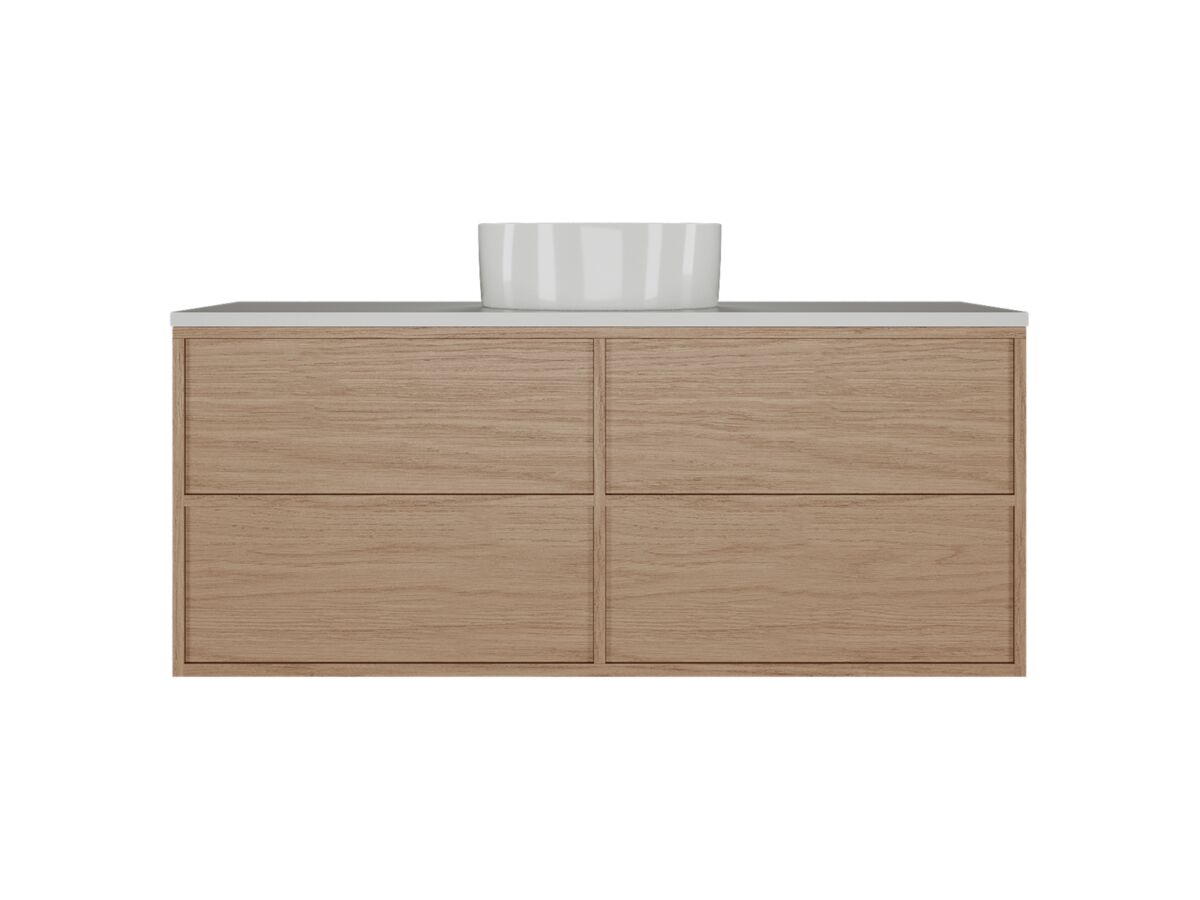 reece Kado Aspect Wall Hung Vanity Unit 1200mm 4 Drawer Caesarstone Mineral 20mm Top