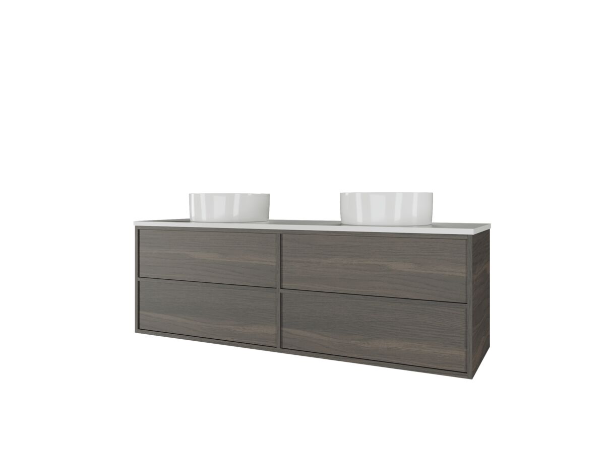 Reece Kado Aspect Wall Hung Vanity Unit 1500mm Double Bowl 4 Drawer Corian 20mm Top