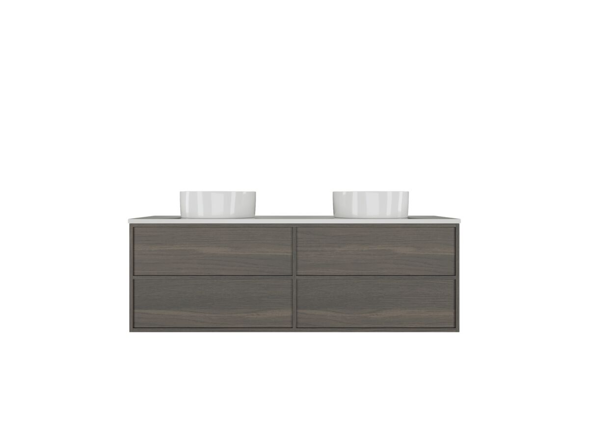 reece Kado Aspect Wall Hung Vanity Unit 1500mm Double Bowl 4 Drawer Corian 20mm Top