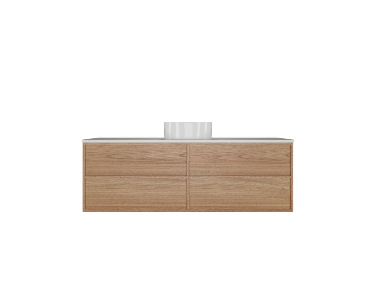 Reece Kado Aspect Wall Hung Vanity Unit 1500mm Single Bowl 4 Drawer Corian 20mm Top