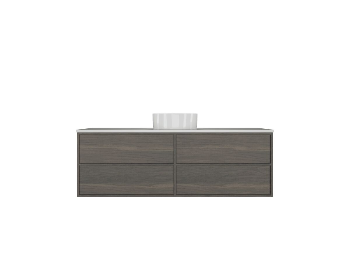 reece Kado Aspect Wall Hung Vanity Unit 1500mm Single Bowl 4 Drawer Corian 20mm Top