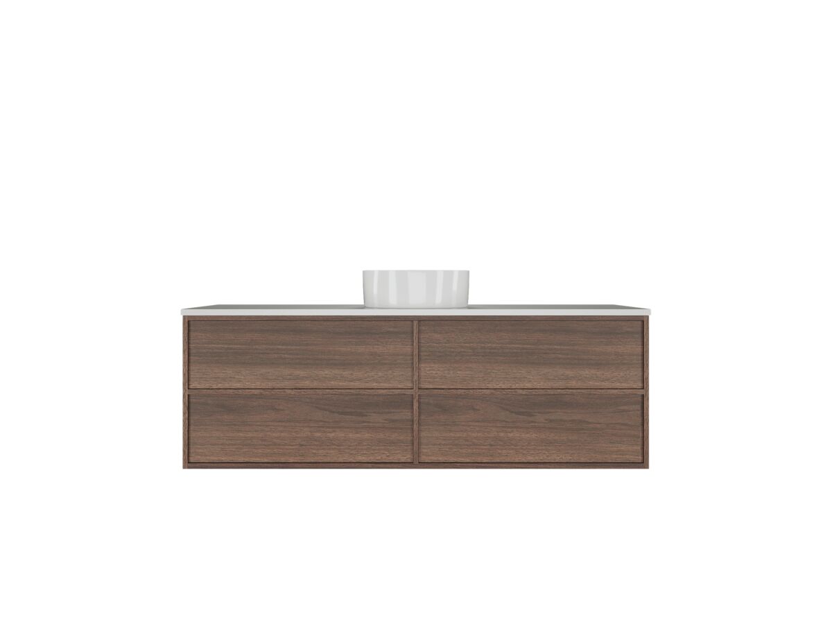 Reece Kado Aspect Wall Hung Vanity Unit 1500mm Single Bowl 4 Drawer Caesarstone Mineral 20mm Top