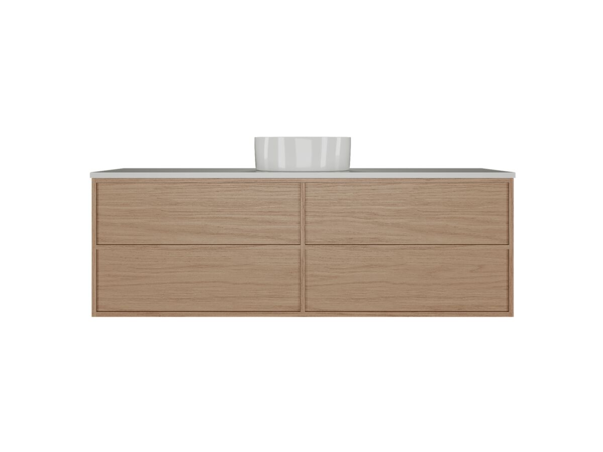 reece Kado Aspect Wall Hung Vanity Unit 1500mm Single Bowl 4 Drawer Caesarstone Mineral 20mm Top