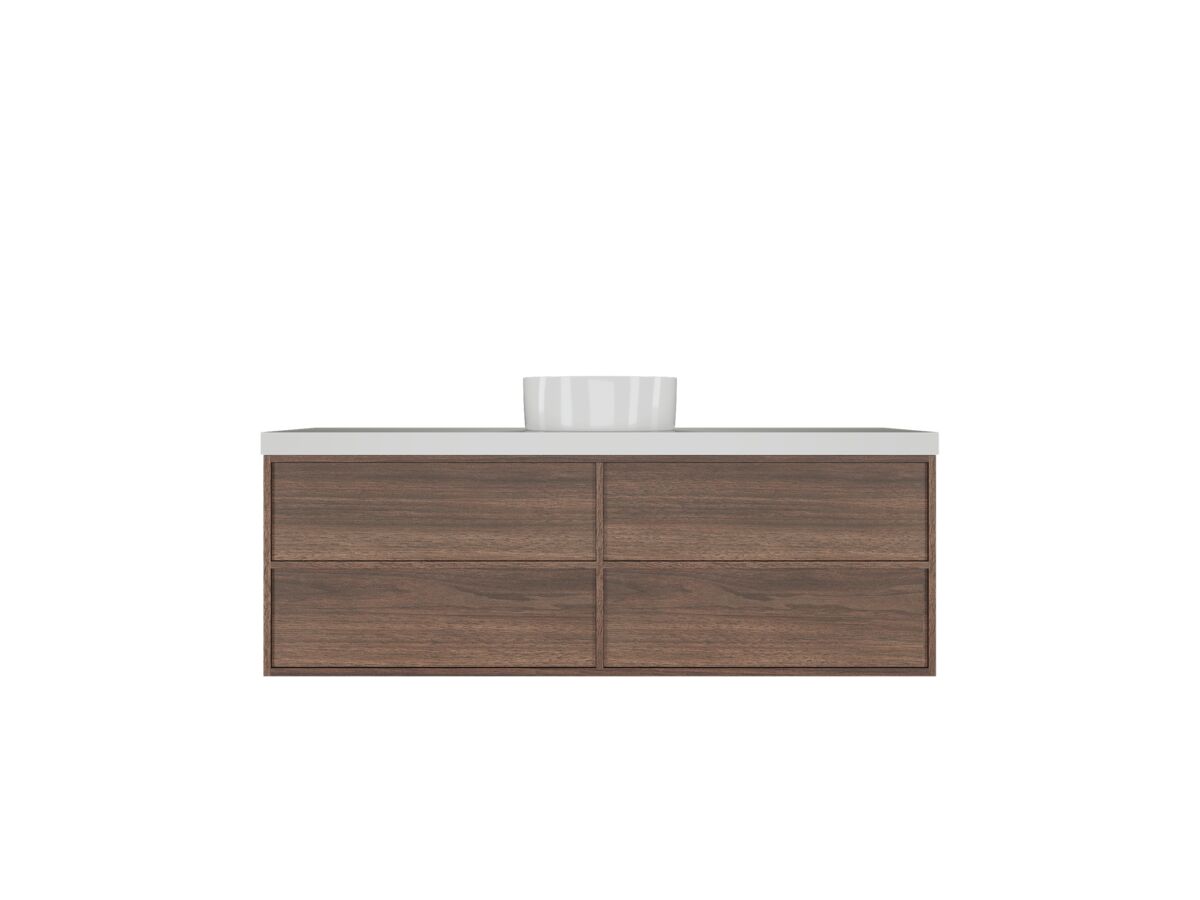 Reece Kado Aspect Wall Hung Vanity Unit 1500mm Single Bowl 4 Drawer Corian 50mm Top