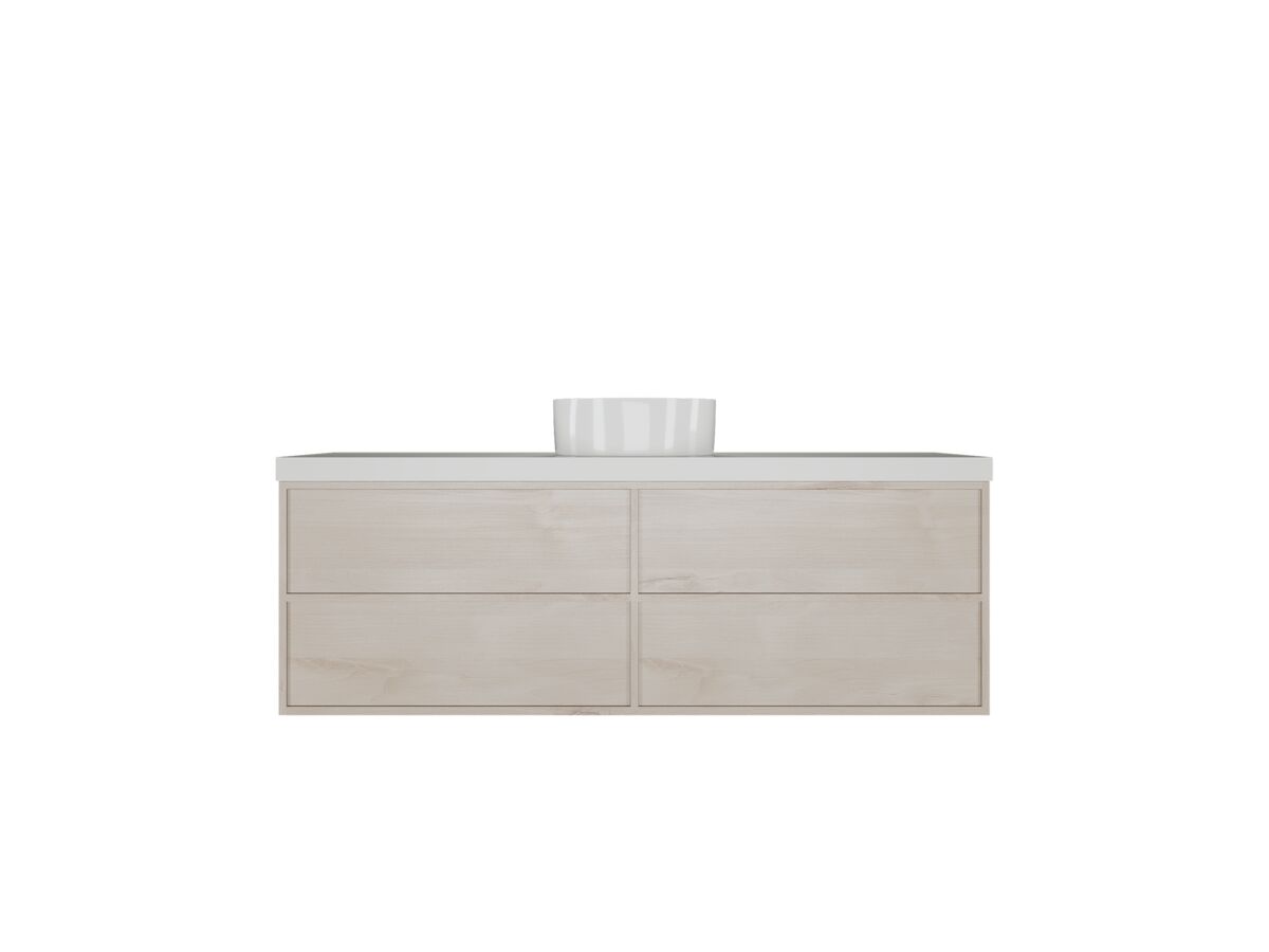 reece Kado Aspect Wall Hung Vanity Unit 1500mm Single Bowl 4 Drawer Corian 50mm Top