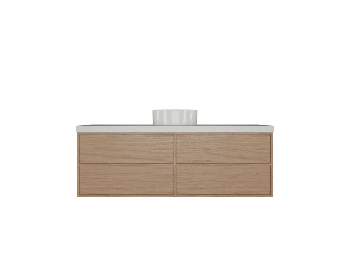 reece Kado Aspect Wall Hung Vanity Unit 1500mm Single Bowl 4 Drawer Caesarstone Mineral 50mm Top