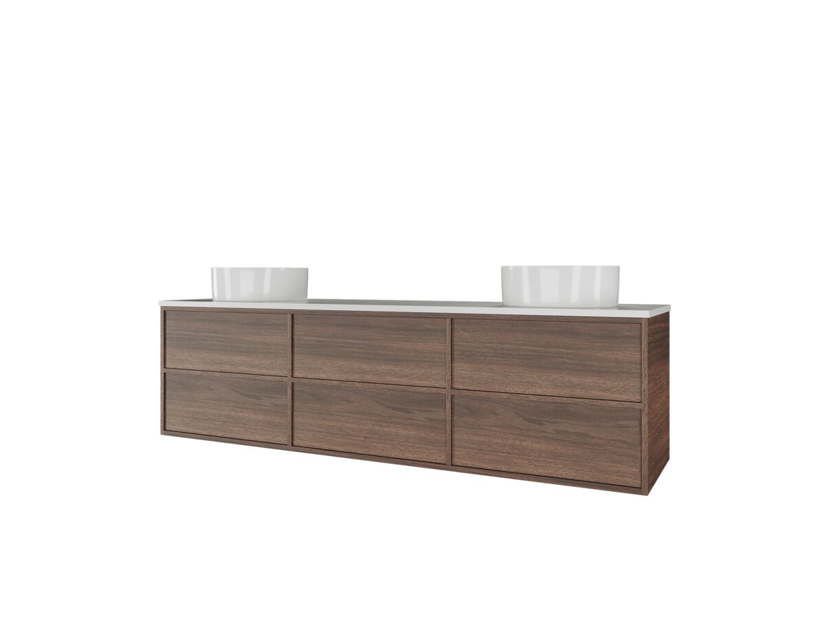 Reece Kado Aspect Wall Hung Vanity Unit 1800mm Double Bowl 6 Drawer Corian 20mm Top