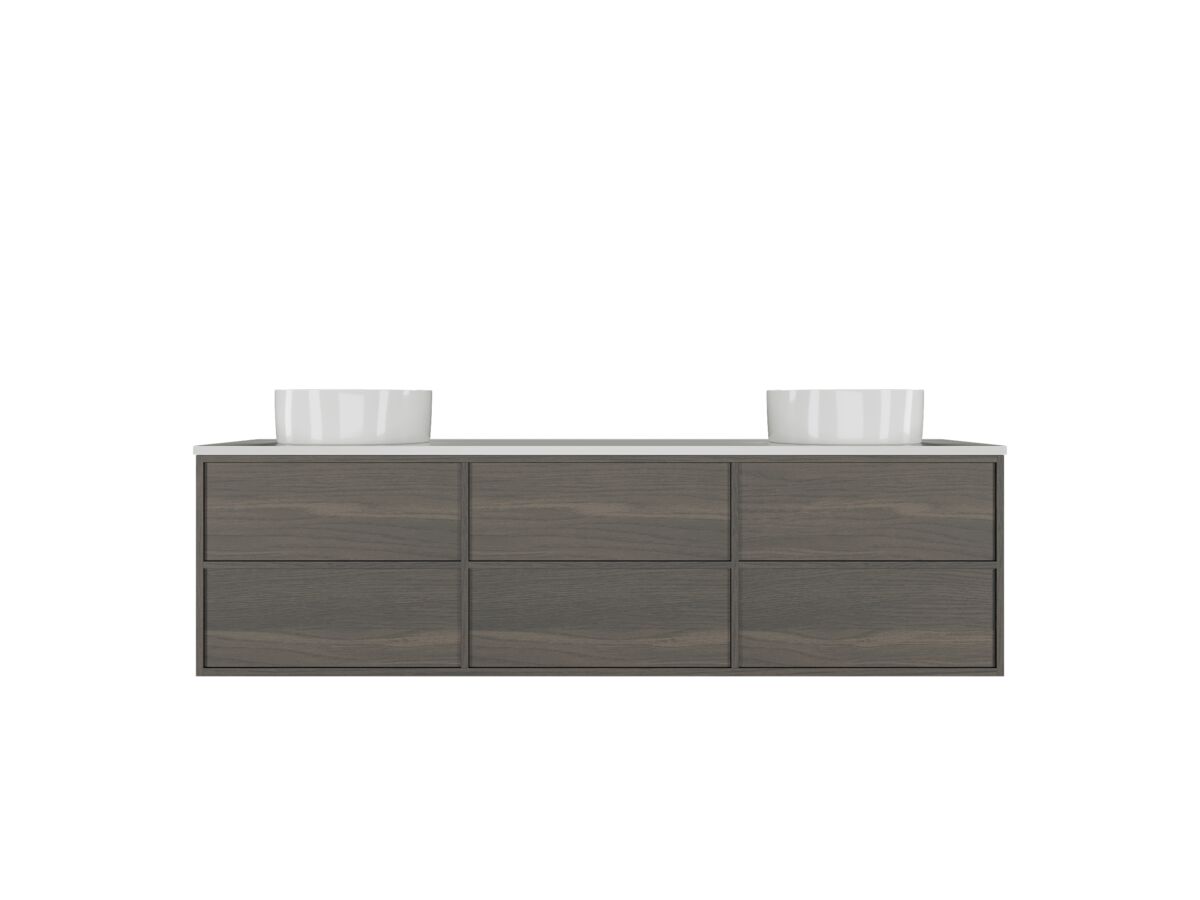 Reece Kado Aspect Wall Hung Vanity Unit 1800mm Double Bowl 6 Drawer Corian 20mm Top