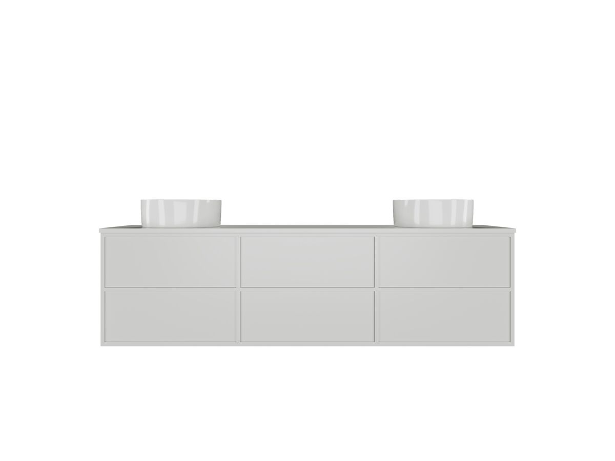 reece Kado Aspect Wall Hung Vanity Unit 1800mm Double Bowl 6 Drawer Corian 20mm Top