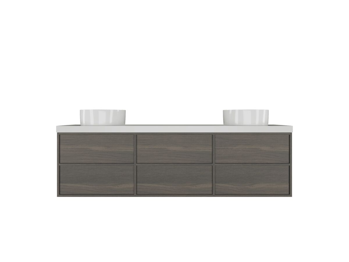Reece Kado Aspect Wall Hung Vanity Unit 1800mm Double Bowl 6 Drawer Corian 50mm Top