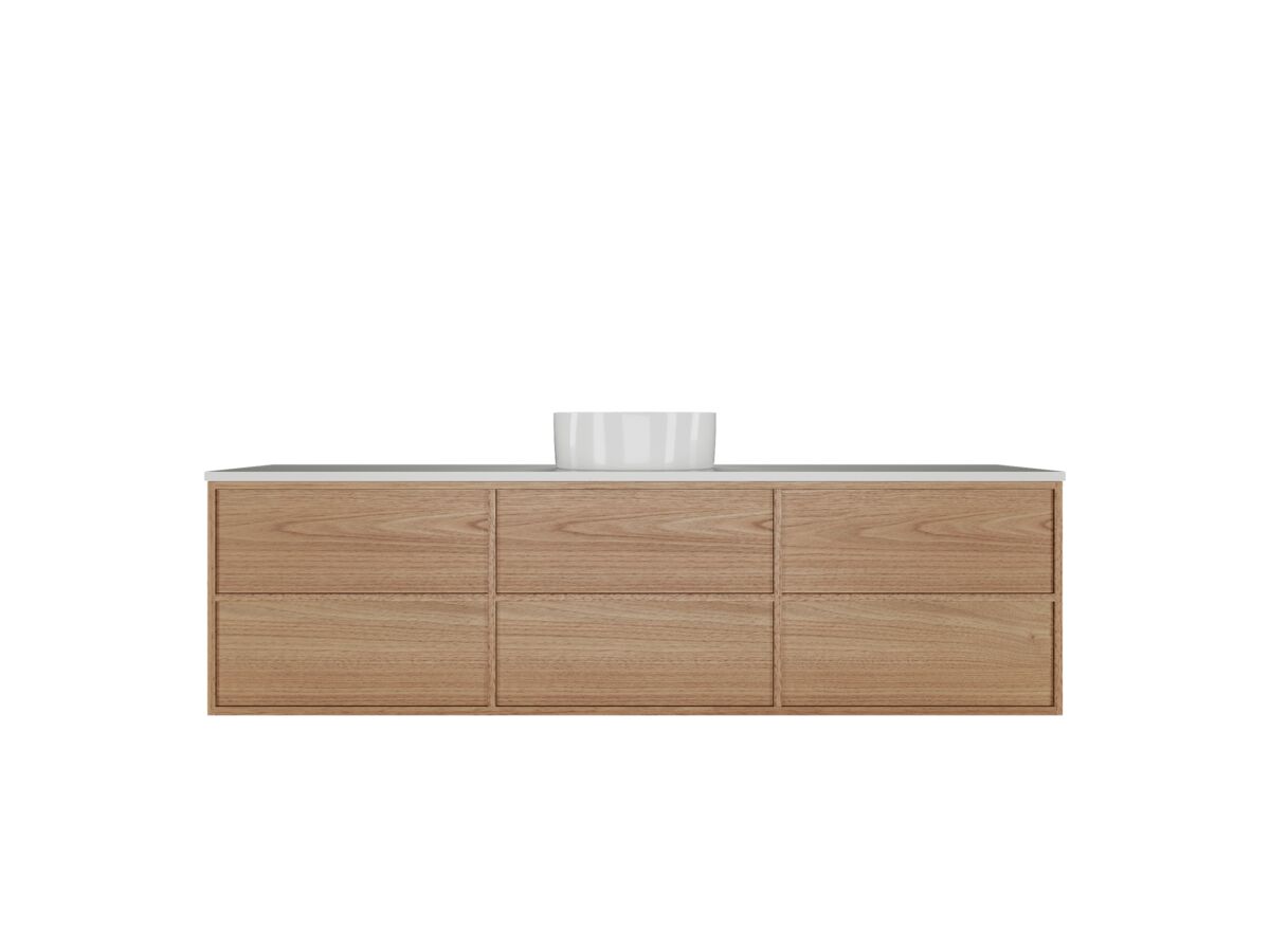 Reece Kado Aspect Wall Hung Vanity Unit 1800mm Single Bowl 6 Drawer Corian 20mm Top