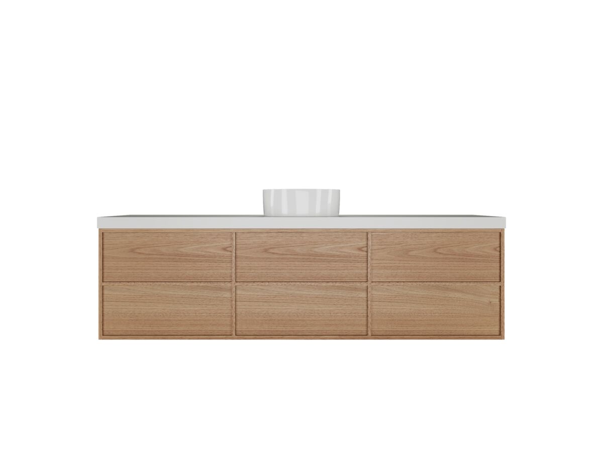 reece Kado Aspect Wall Hung Vanity Unit 1800mm Single Bowl 6 Drawer Corian 50mm Top